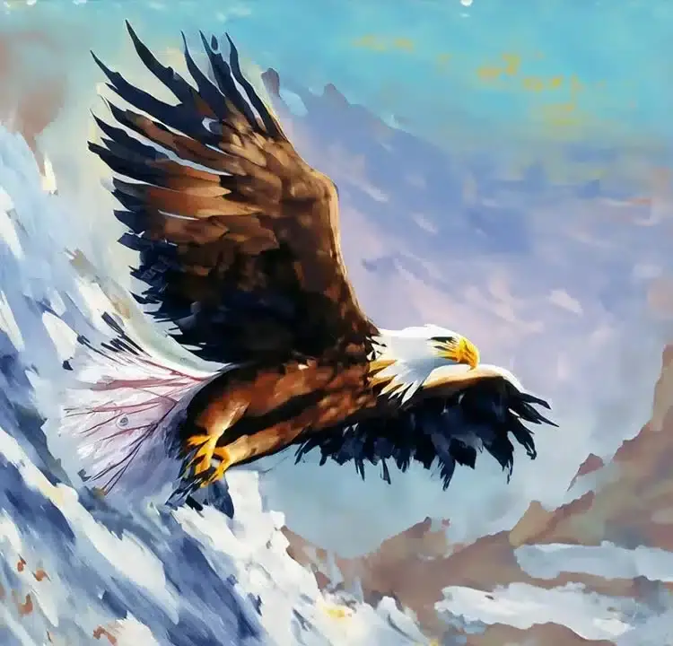 Krafttier Adler: Majestätisch im Flug auf blauem Himmel - Symbol für Freiheit und Vision